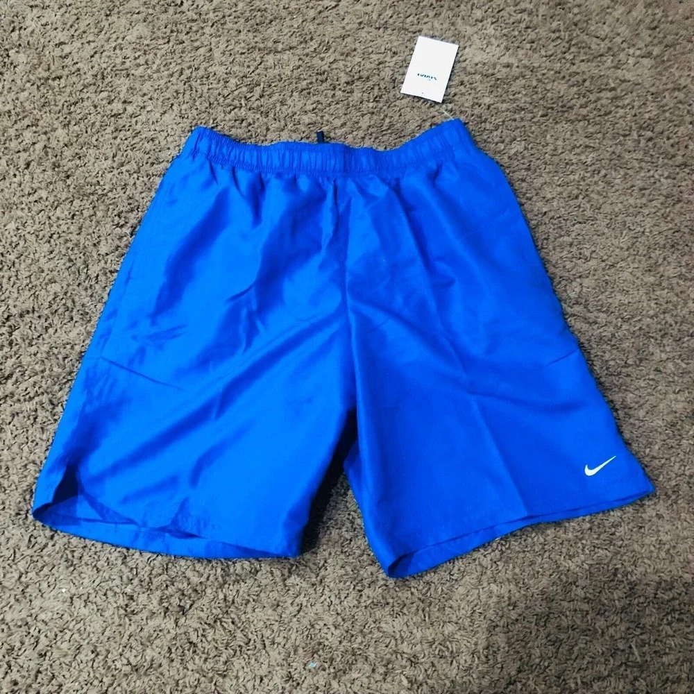 Nike Mens Core Solid‎ Volley Shorts Blue Swim Trunks NESSA558 Size Medium NWT